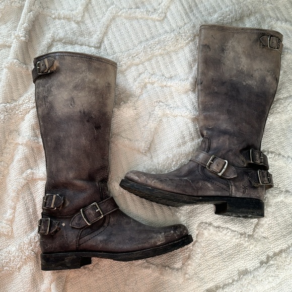 Women’s Vintage Leather FRYE Distressed Moto Boot - 8.5 - Picture 5 of 16